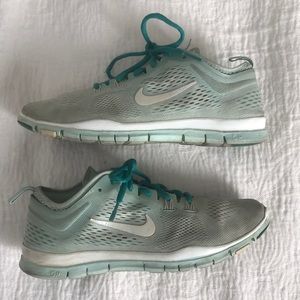 Blue Nike running shoes